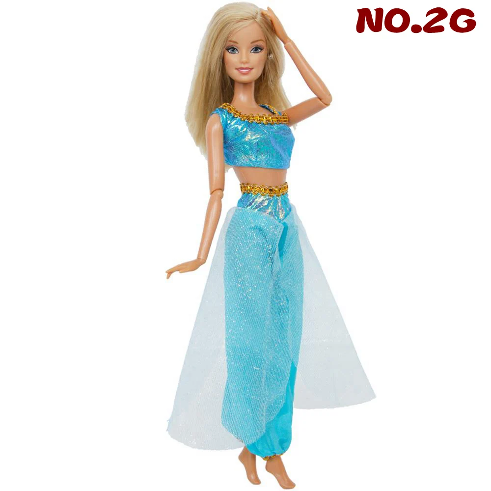 NO.2G Модное Кукольное платье ручной работы, копия Pocahontas Aladdin Jasmine, Сказочный наряд принцессы, топы+ штаны для куклы Барби, аксессуары - Цвет: NO.2G