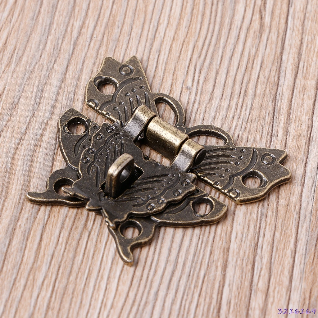 

Retro Vintage Butterfly Latch Hasp Wooden Jewelry Box Case Lock Pad Chest Lock