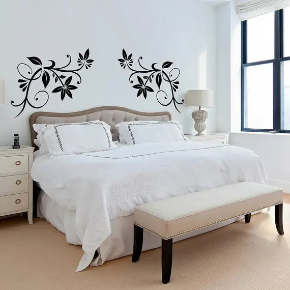 

Pair of Flowers Wall Sticker Flowers Wall Decal Decorative DIY Flower Wall Decors Removable Wall Art Stickers F2