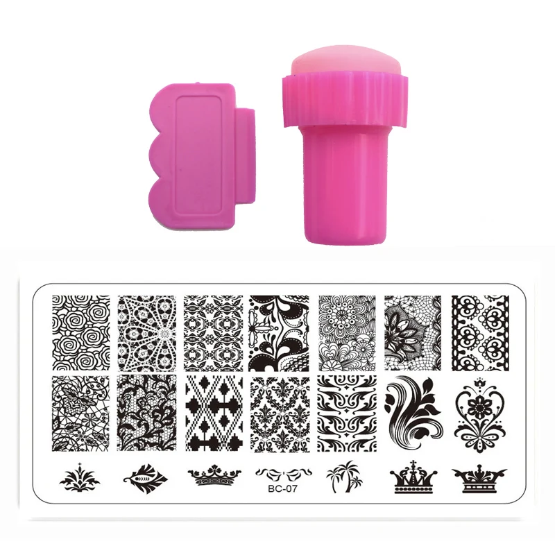 BC Стиль 12x6 см штамповки для ногтей набор цветов Кружева полировка печать