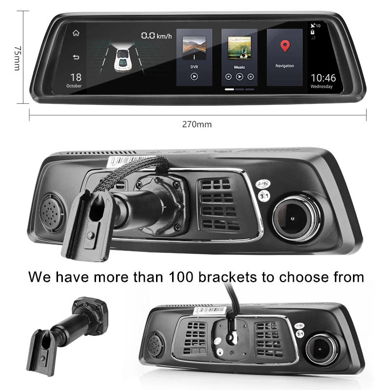 Jansite 10 &quotFull Touch ips Автомобильный видеорегистратор 4G Android зеркало gps FHD 1080P двойной
