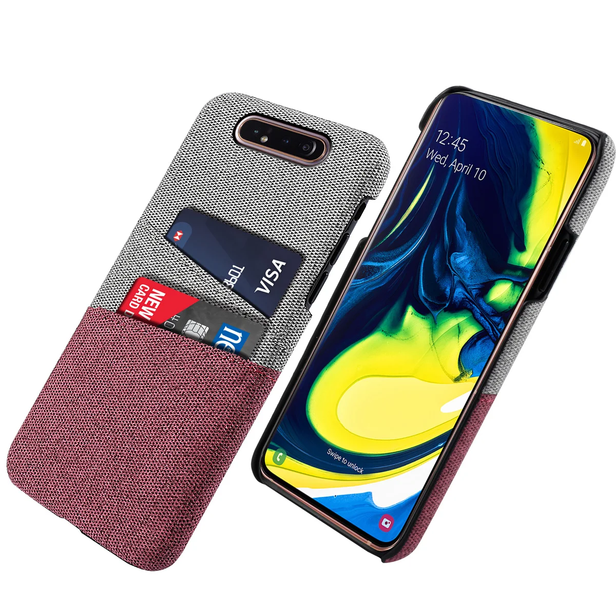Для samsung Galaxy A80 A70 A60 A50 A40 A30 A20 A10 чехол Защитный тканевый с 2 слотами для карт