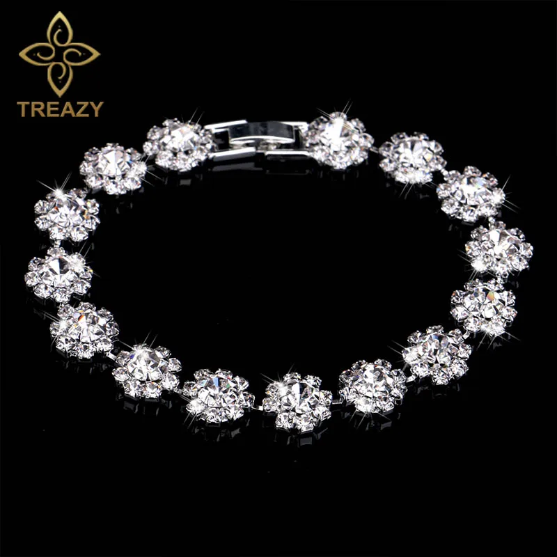 Новые роскошные браслеты TREAZY Стразы с кристаллами и для женщин посеребренные