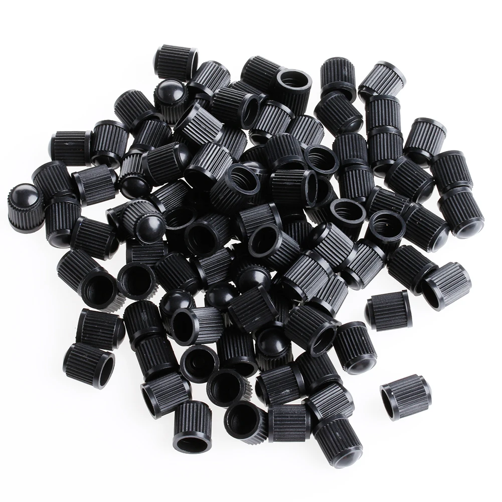 

New 100x Plastic Auto Car Bike Motorcycle Truck wheel Tire Valve Stem Caps Black