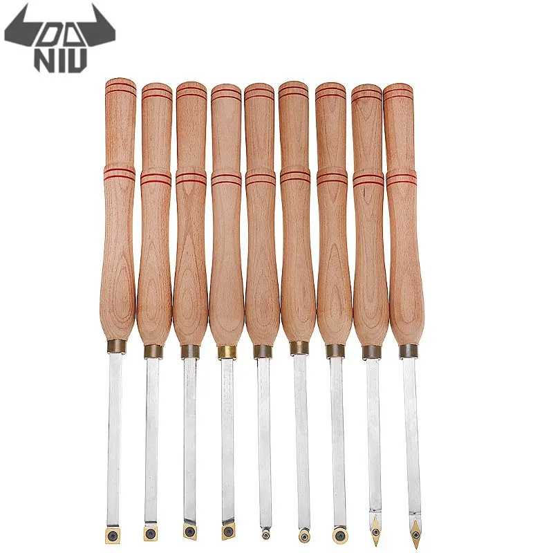 

DANIU Wood Turning Tool Wood Handle with Titanium Coated Wood Carbide Insert Cutter Square Shank Woodworking Tool