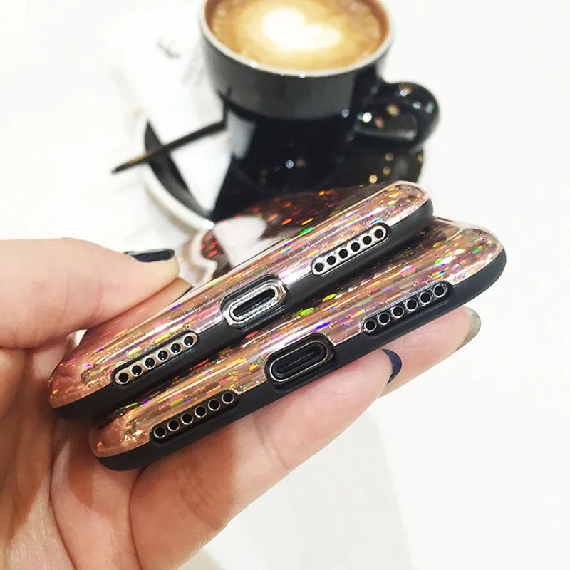 Boucho Blu-ray Glossy Phone Case For iphone X 6 6S 7 8 Plus Colorful Wave Point Back Cover Cute Cartoon Cases |