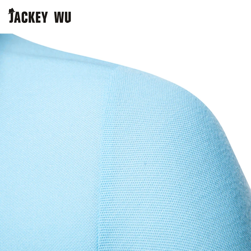 JACKEYWU Мужская рубашка поло Мода v-образный вырез с длинным рукавом футболки хлопок дышащий Тонкий мужской поло черный повседневный Camisa Polo