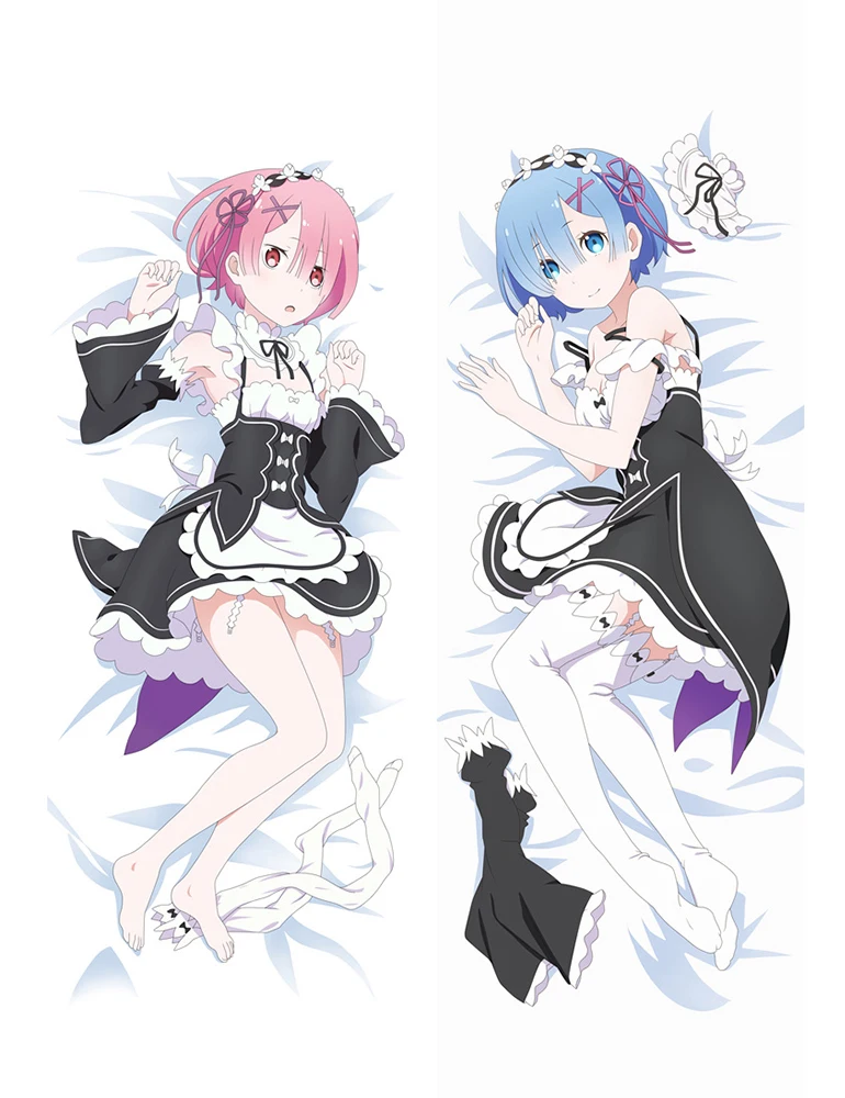 Аниме Re Zero kara Hajimeru Isekai Seikatsu sexy girl Rem & Ram Dakimakura наволочка обнимающая подушка для