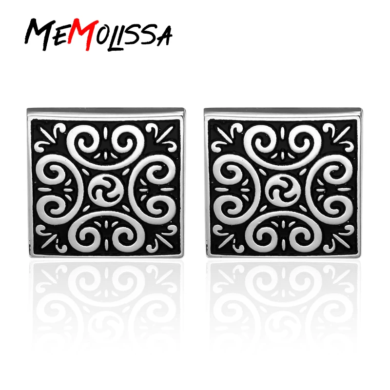 

Memolissa Hot Sale High Quality Vintage Wave Pattern Cuff Link Retro Exquisite Men's cufflinks Square Sleeve Nail Hot Jewelry