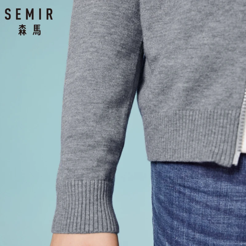 SEMIR Мужской мягкий вязаный кардиган на молнии Ребристый Кардиган со стоячим