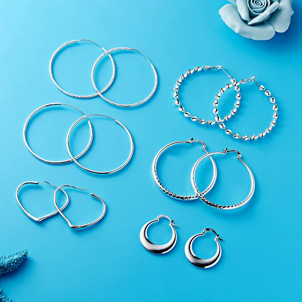 Rinhoo большой серебряный большой круг обруч серьги Bijoux геометрические серьги для женщин панк Эффектные серьги