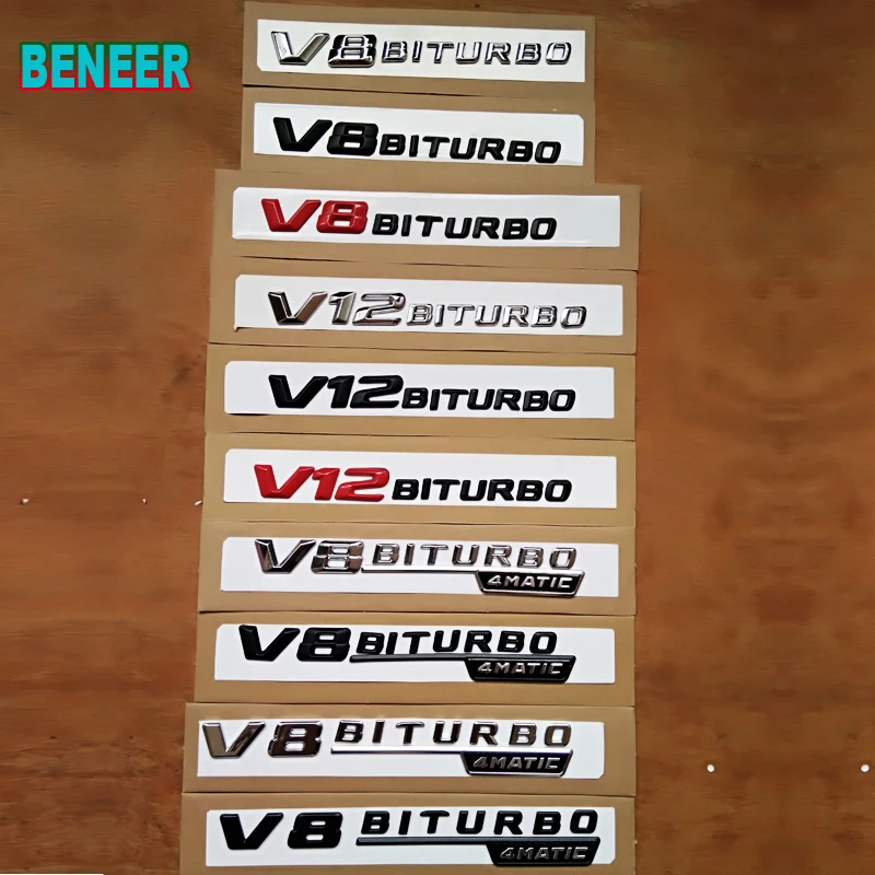ABS V8 V12 BITURBO Автомобильная боковая наклейка эмблема для Mercedes Benz w117 cla45 w205 c63 w212 e63 w207
