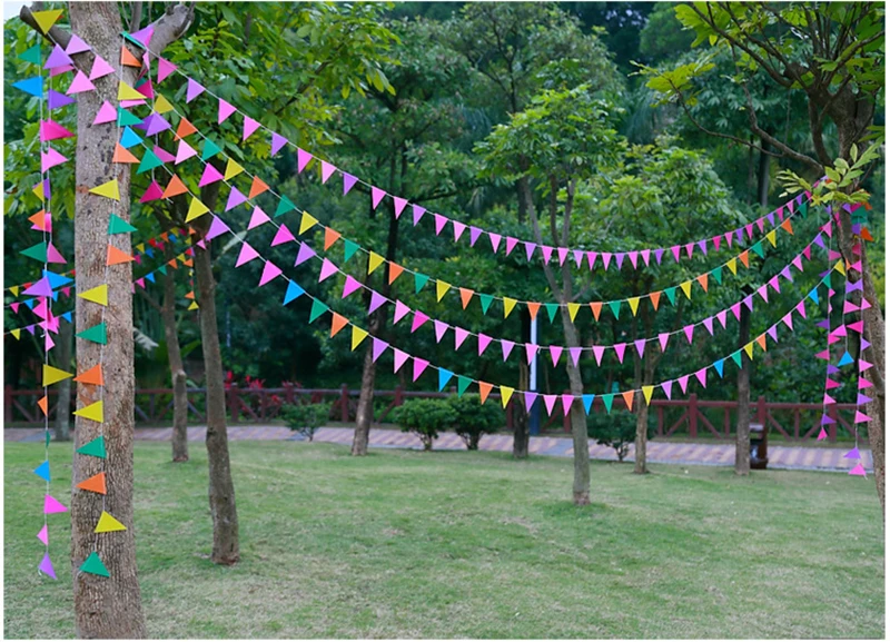 4 м длина треугольная бумажная Свадебная гирлянда украшения для дня рождения
