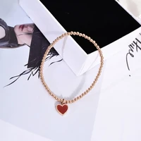 yun ruo fashion stretchy heart bracelet double sides woman chain gift rose gold color fashion stainless steel jewelry never fade