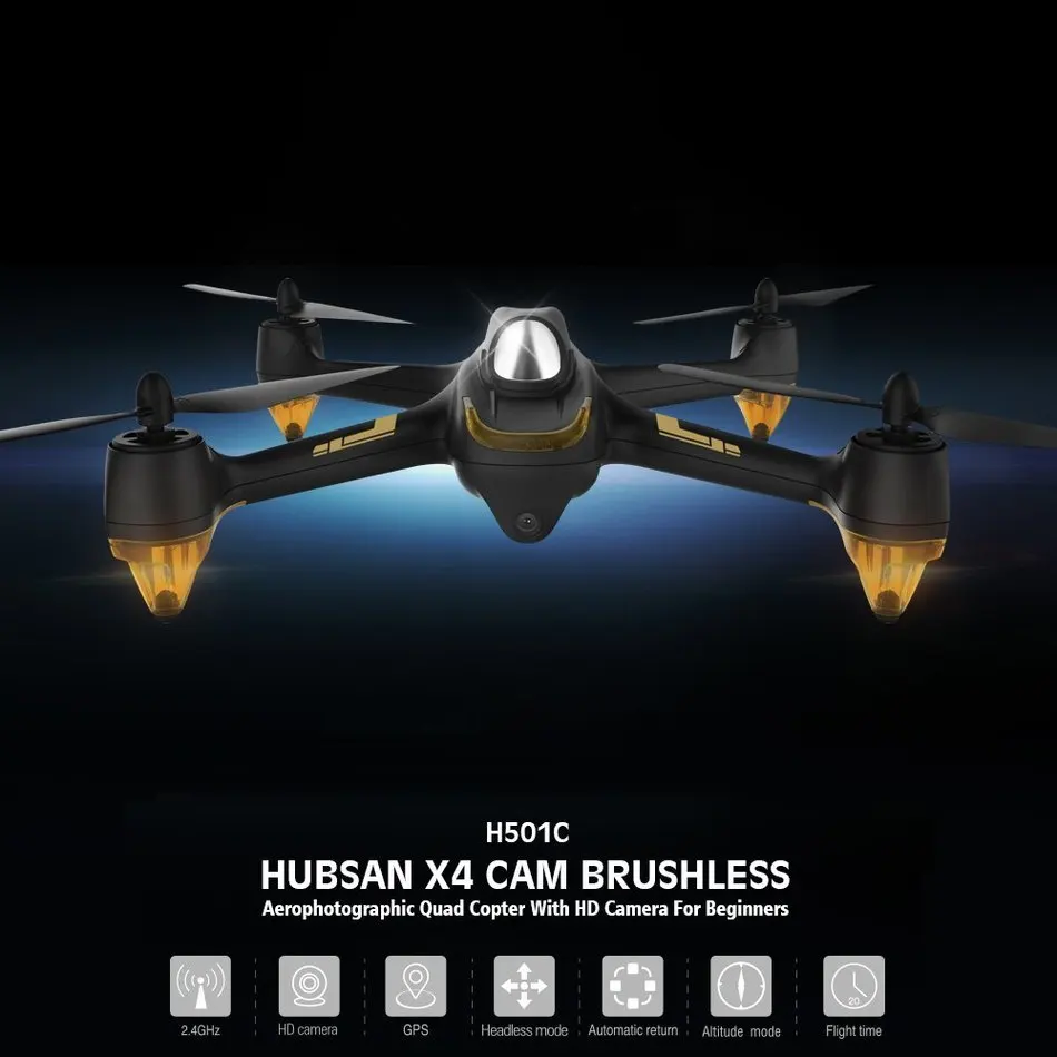 Hubsan X4 Drone Дрон бесщеточный GPS RC Quadcopter с 1080 P HD Камера headless режим дроны одним из