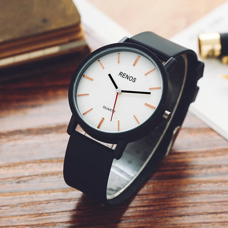 RENOS 2017 New Women Watch Simple Wristwatches With Box Fashion Men Quartz PU Band Sport Casual Streetwear Drop Shipping | Наручные часы