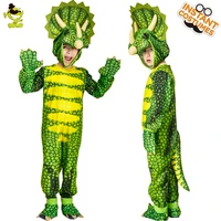 kids triceratops jumpsuit costume cosplay costume green color dinosaur clothes fancy dress christmas halloween party for boys