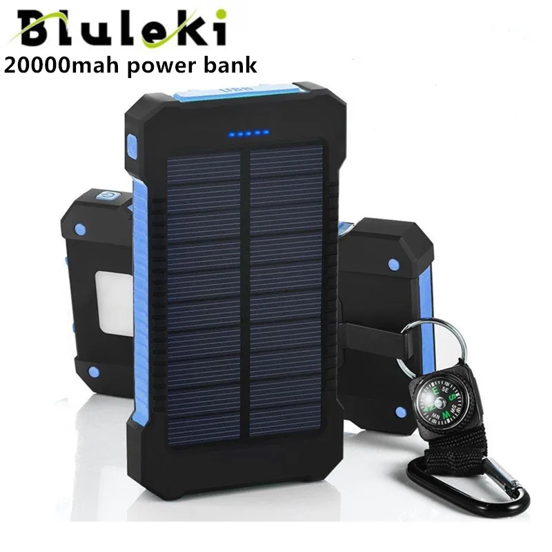 Bluruki Солнечной Энергии Банк Dual USB Power Bank 20000 мАч Внешняя Батарея Портативное