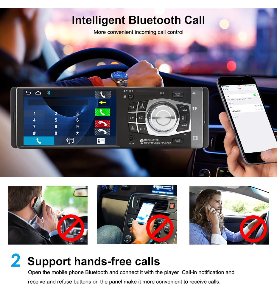 Автомагнитола 4012B 1 Din 4 дюйма MP3 аудио стерео поддержка Bluetooth FM дистанционное