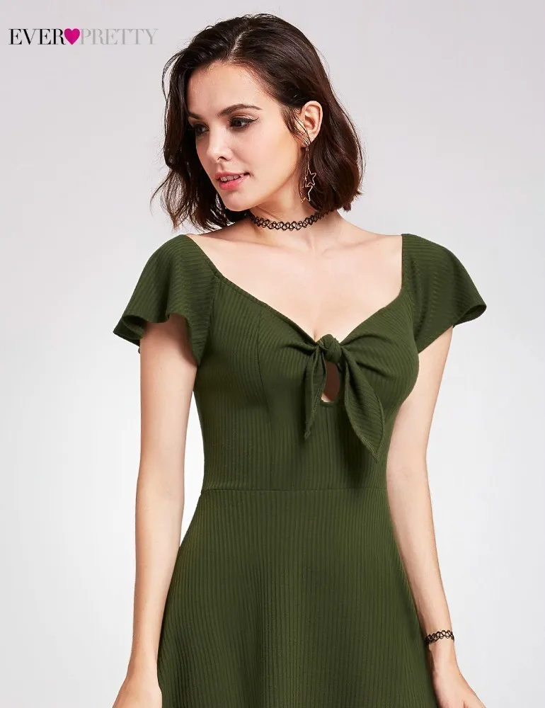 Зеленое короткое платье для подружки невесты Ever pretty Платья А силуэта с v образным