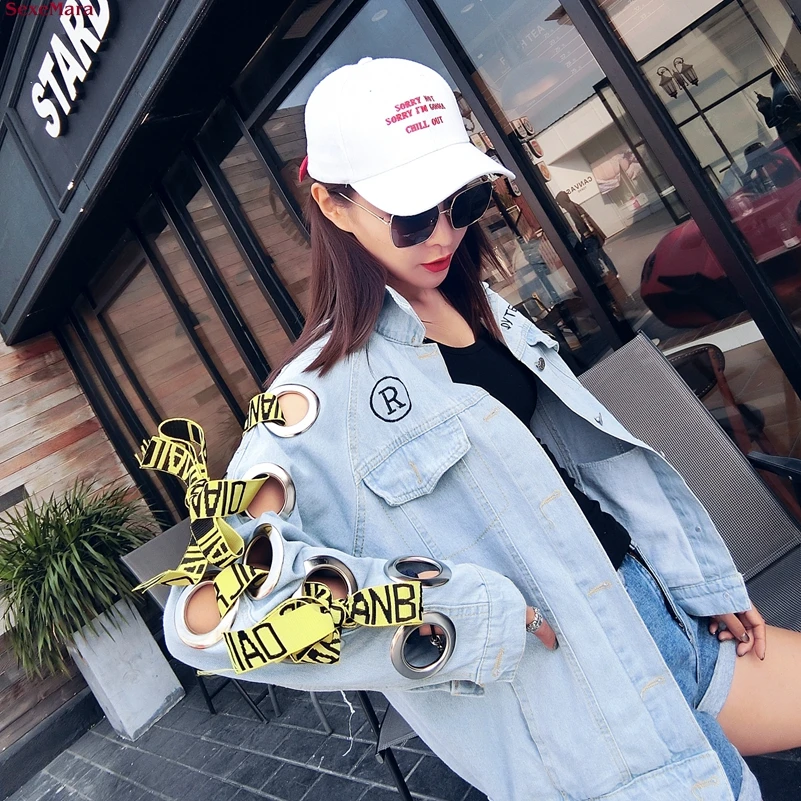 SexeMara/Новинка свободная джинсовая куртка с надписью и вышивкой|denim jacket|denim jacket