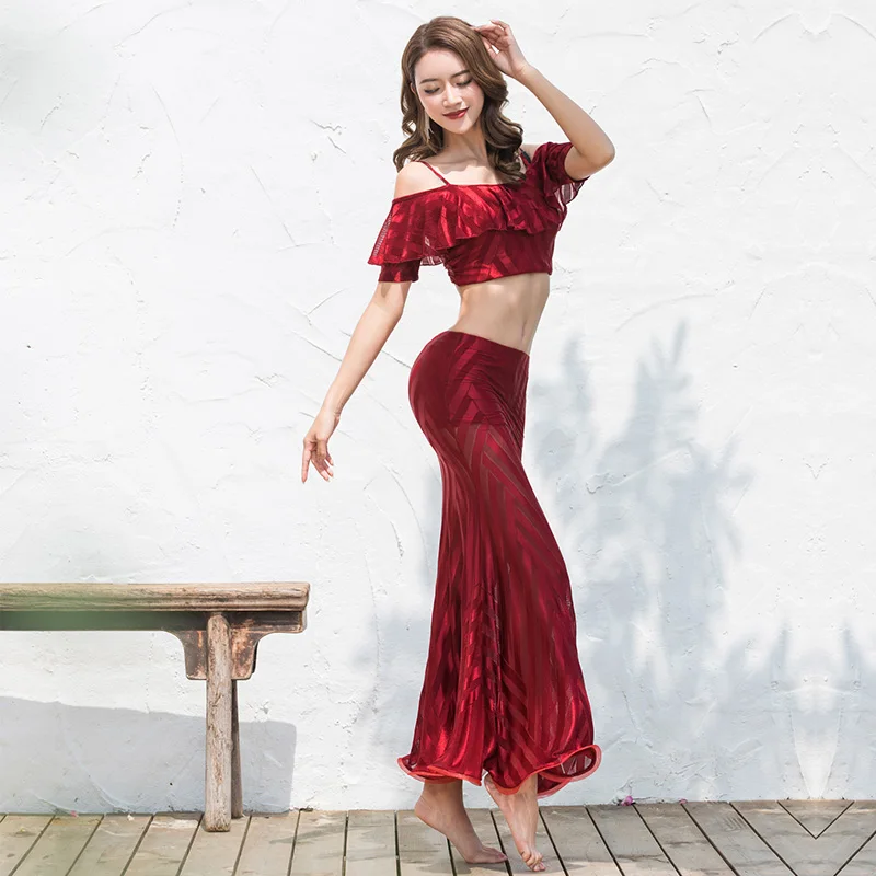 Новинка костюмы для танца живота женщин длинная юбка Болливуд Румба Фламенго