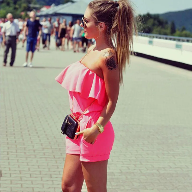

FY 2017 Jumpsuit Women Fashion Solid Playsuits Women Casual Sexy Bodysuit Women Combinaison Short Femme Plus Size