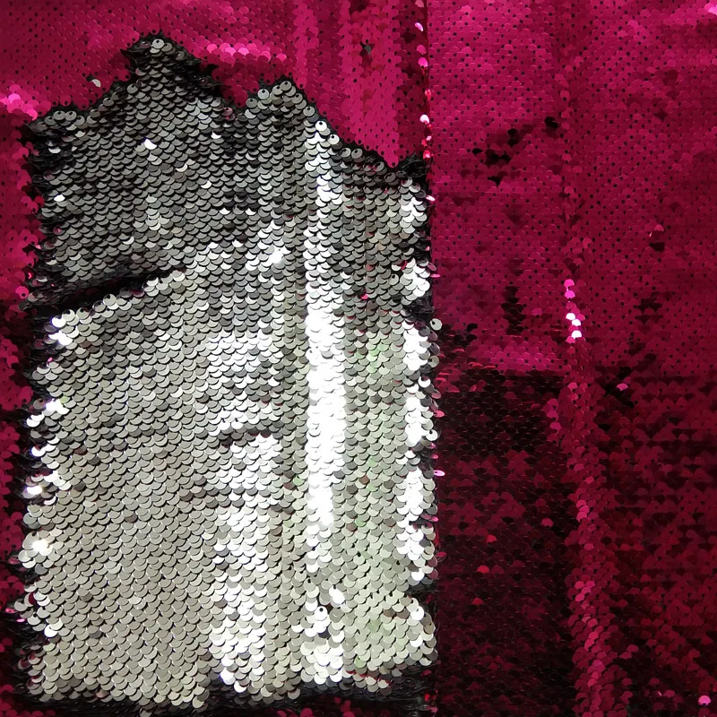 Bling Rosepink Silver Sequin Double-face Reversible Fabric Satin Back Glitter 30x22cm For DIY Sewing | Дом и сад