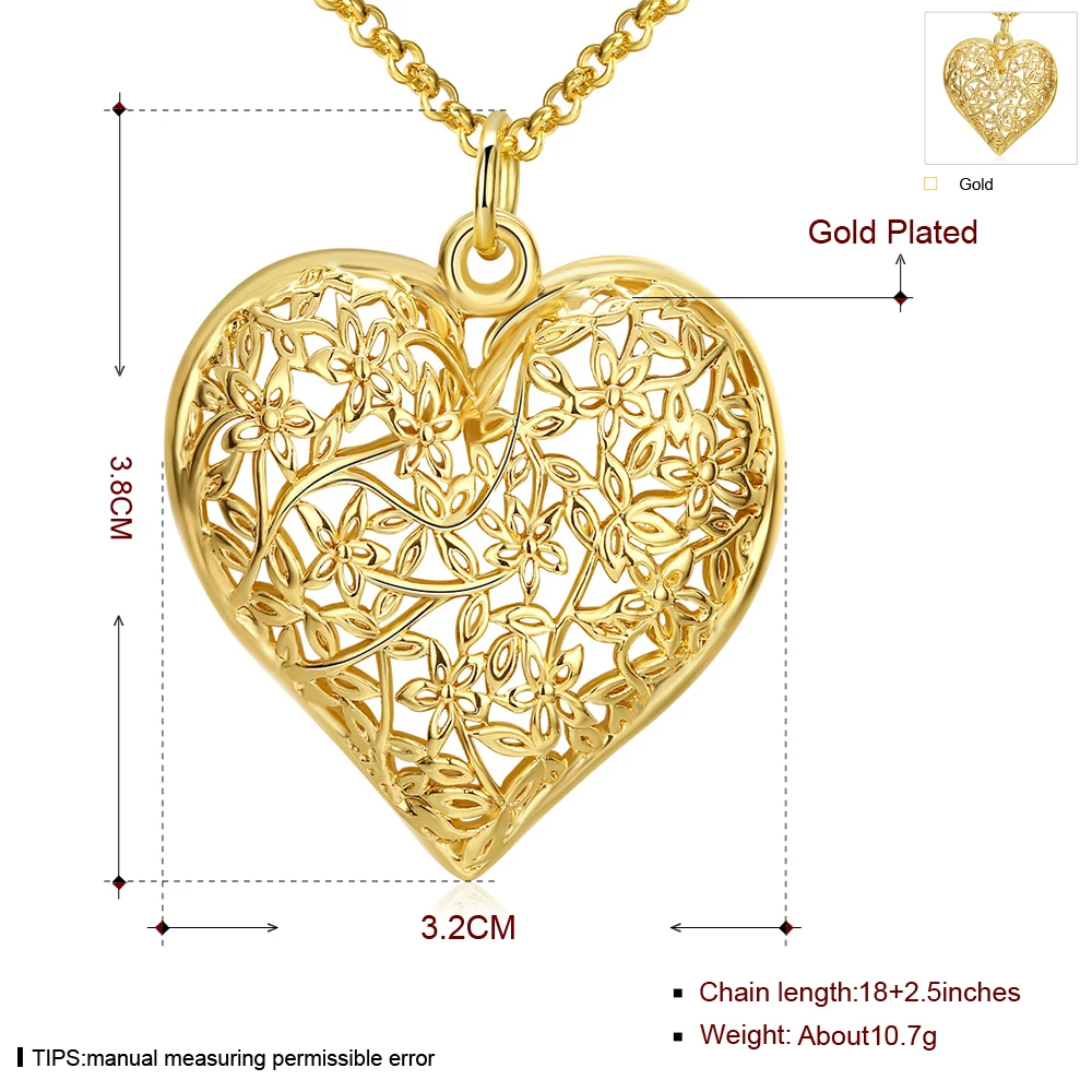 Большое открытое ожерелье в форме сердца с цветочным узором милое ювелирное
