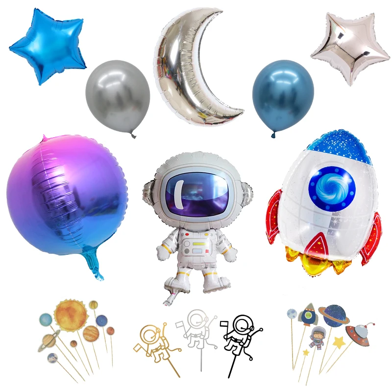 

Outer Space Party Astronaut Rocket Ship Foil Balloons Galaxy/Solar System Theme Party Boy Kids Birthday Party Decoration Favors