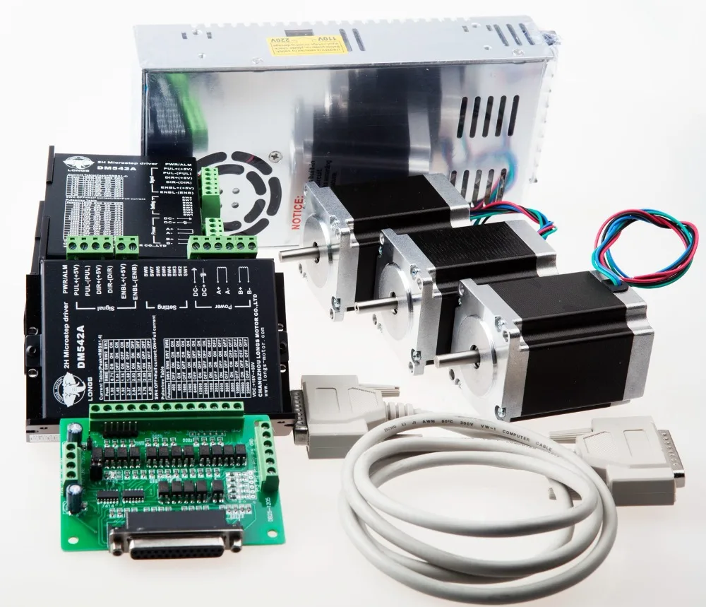 ЕС Бесплатная доставка шаговый двигатель 3 оси Nema 23 270oz. В 3A 23HS8430 драйвер DM542A 350W/36V