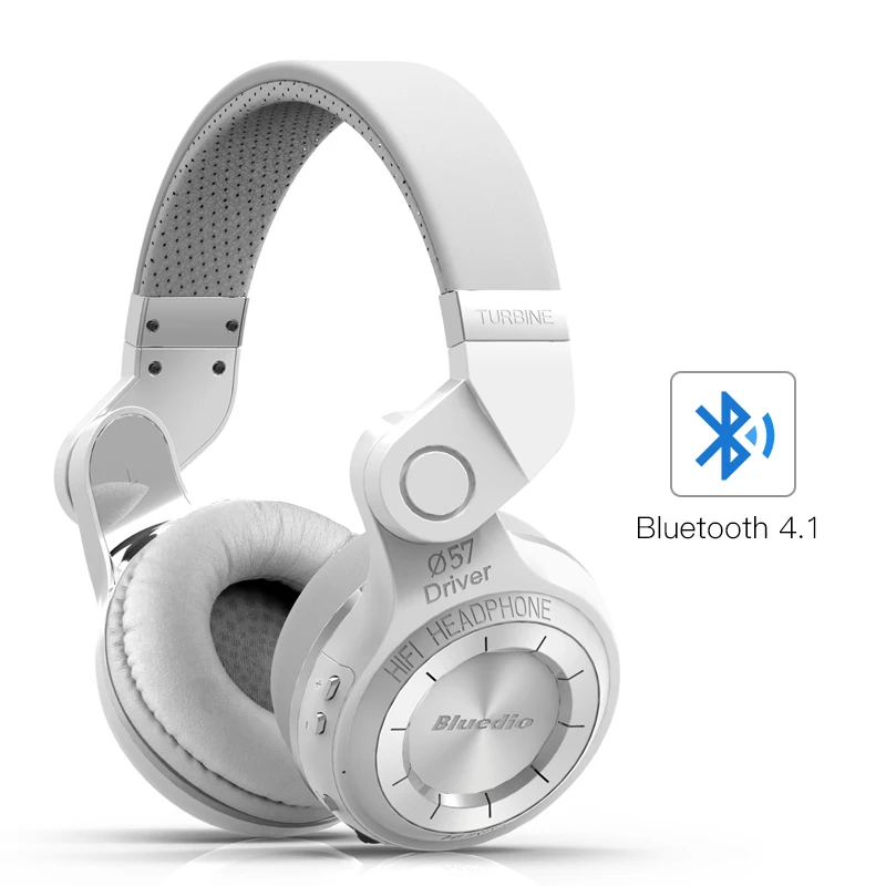 White Bluedio оригинальным T2 Bluetooth Беспроводной складные наушники Встроенный микрофон 3D звук гарнитуры для сотового телефона xiaomi samsung - Цвет: White
