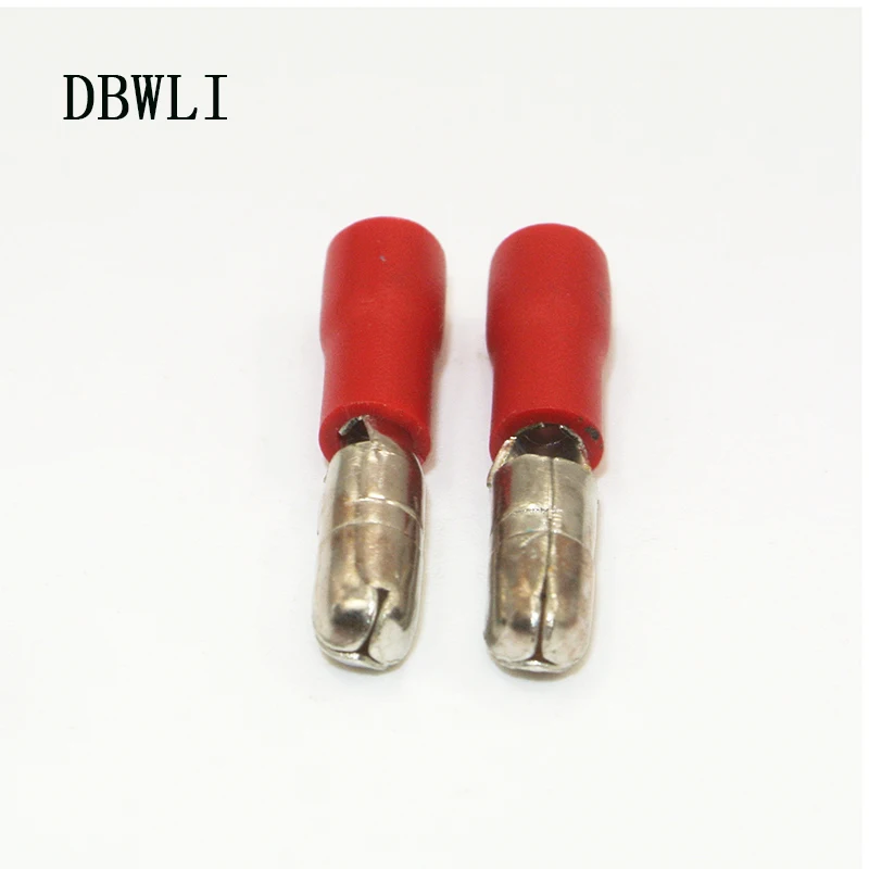 50pcs red male 50 шт. женский и мужской изолированный Электрический быстрый Сращивание провода терминалы разъем обжимной пуля терминал для 22~ 10AWG аудио проводки - Цвет: 50pcs red male