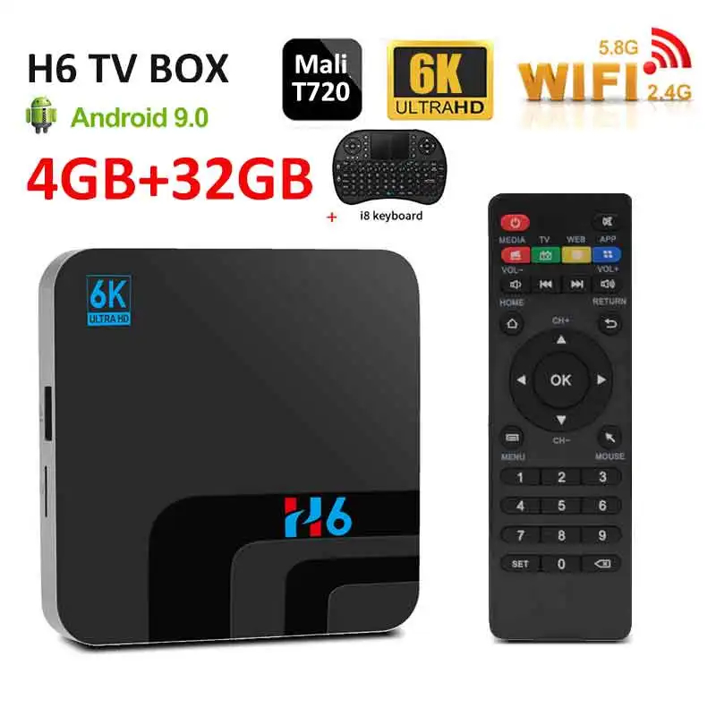 Оригинальный H6 Android tv box ip 6k 4G 32G Netflix Smart BOX 9 0 6K HD H.265 2 4/5 8G WiFi медиа ТВ android