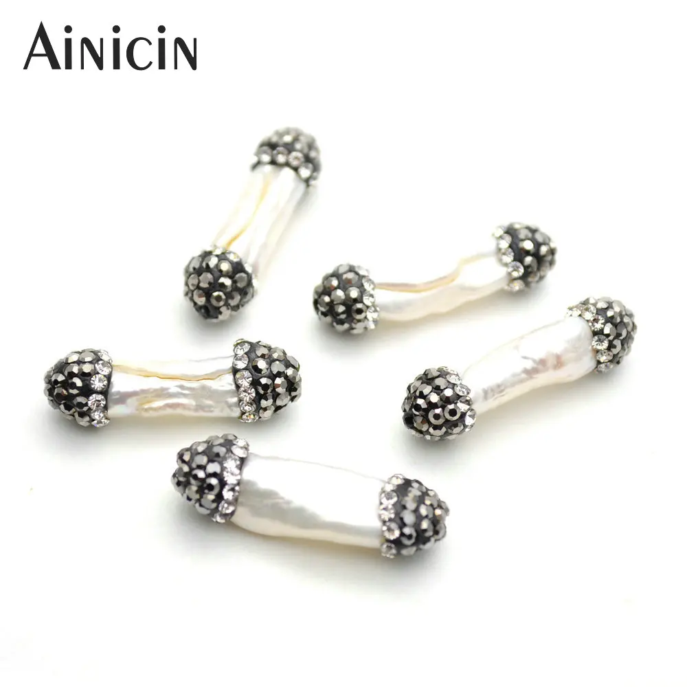 

10 шт., удлиненные бусины из натурального пресноводного жемчуга