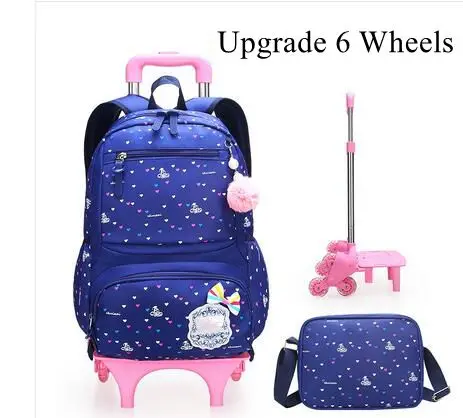 6 wheel upgrade Школьный рюкзак на колесиках для детей, школьный рюкзак для детей, школьная сумка на колесиках, детский дорожный рюкзак на колесиках - Цвет: 6 wheel upgrade