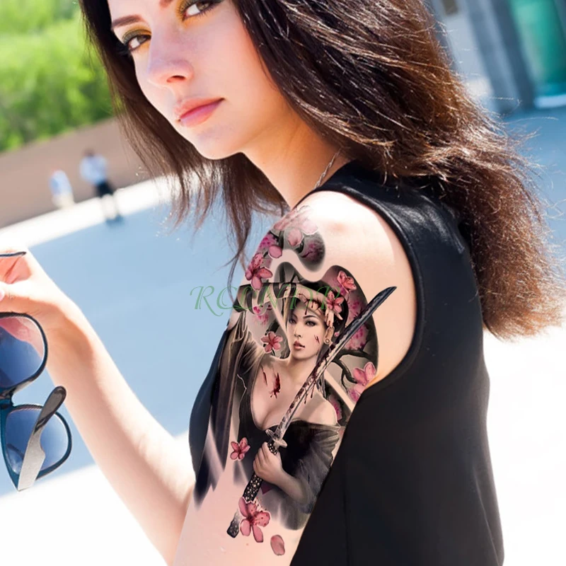 

Waterproof Temporary Tattoo Sticker Girl Knife Rose fake tatto flash tatoo tatouage temporaire big size body art for women femme