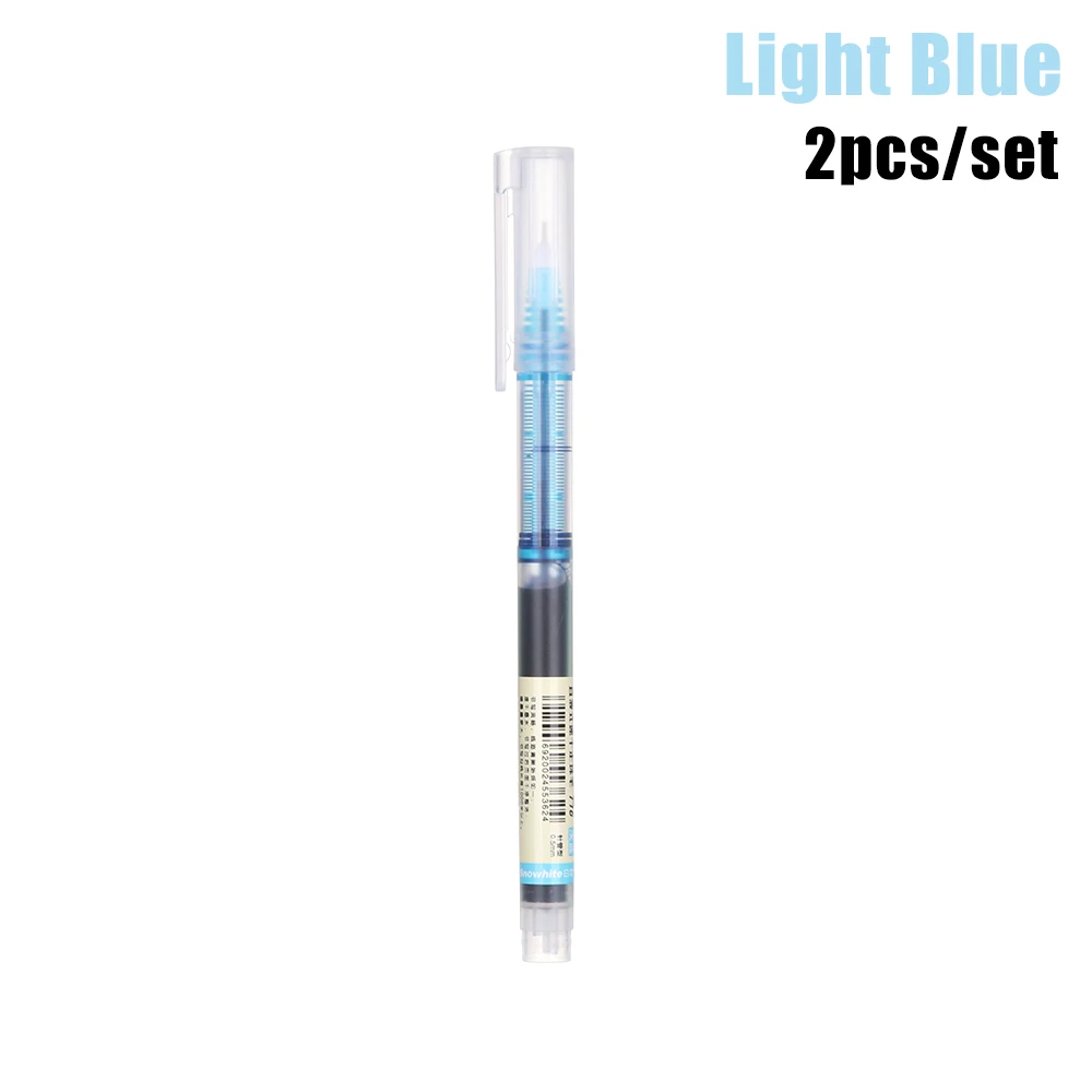 light blue 2 шт./компл. красочный прямой жидкий гель ручка художественный шрифт креативная ручка с колпачком бизнес школы офисные принадлежности - Цвет: light blue