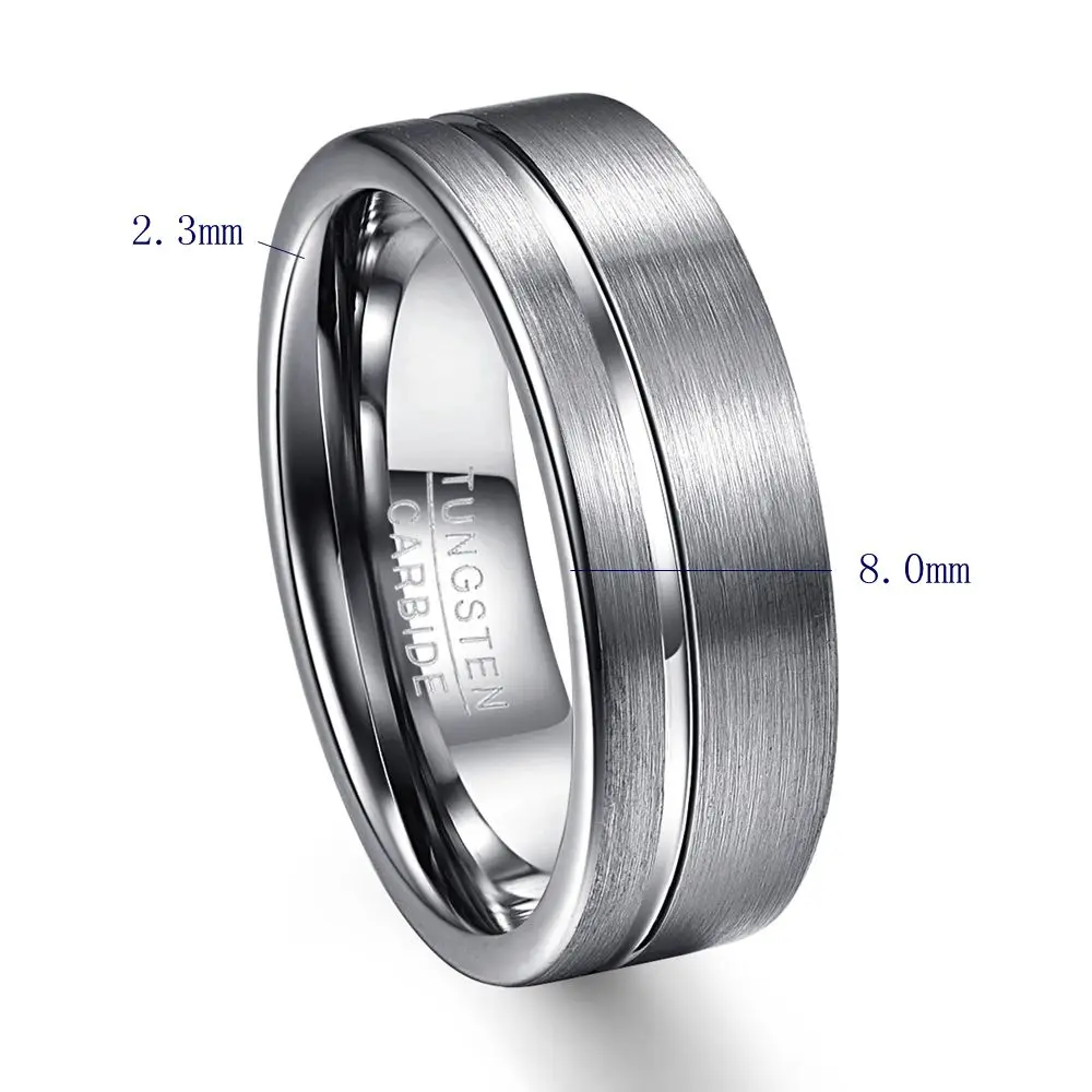 Мужское кольцо из 100% вольфрамовой стали серебряное для свадьбы | Украшения и