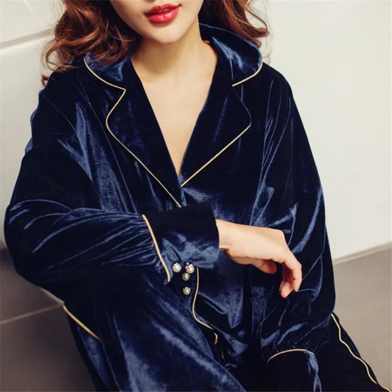 

2021 Women Two Piece Home Wear Sets Casual Loose Female Winter Tracksuit Velvet Top + Wide Leg Pants Pajama Sets Hot Sale Ma395