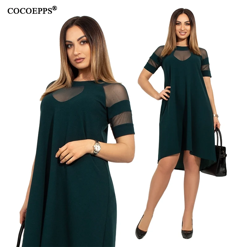 Летнее Сетчатое платье А силуэта элегантное офисное короткое большого размера 5xl