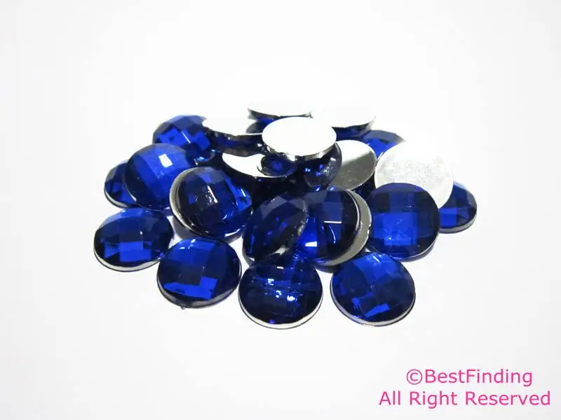 

Faceted resin rhinestone Round Flat backs -14mm blue