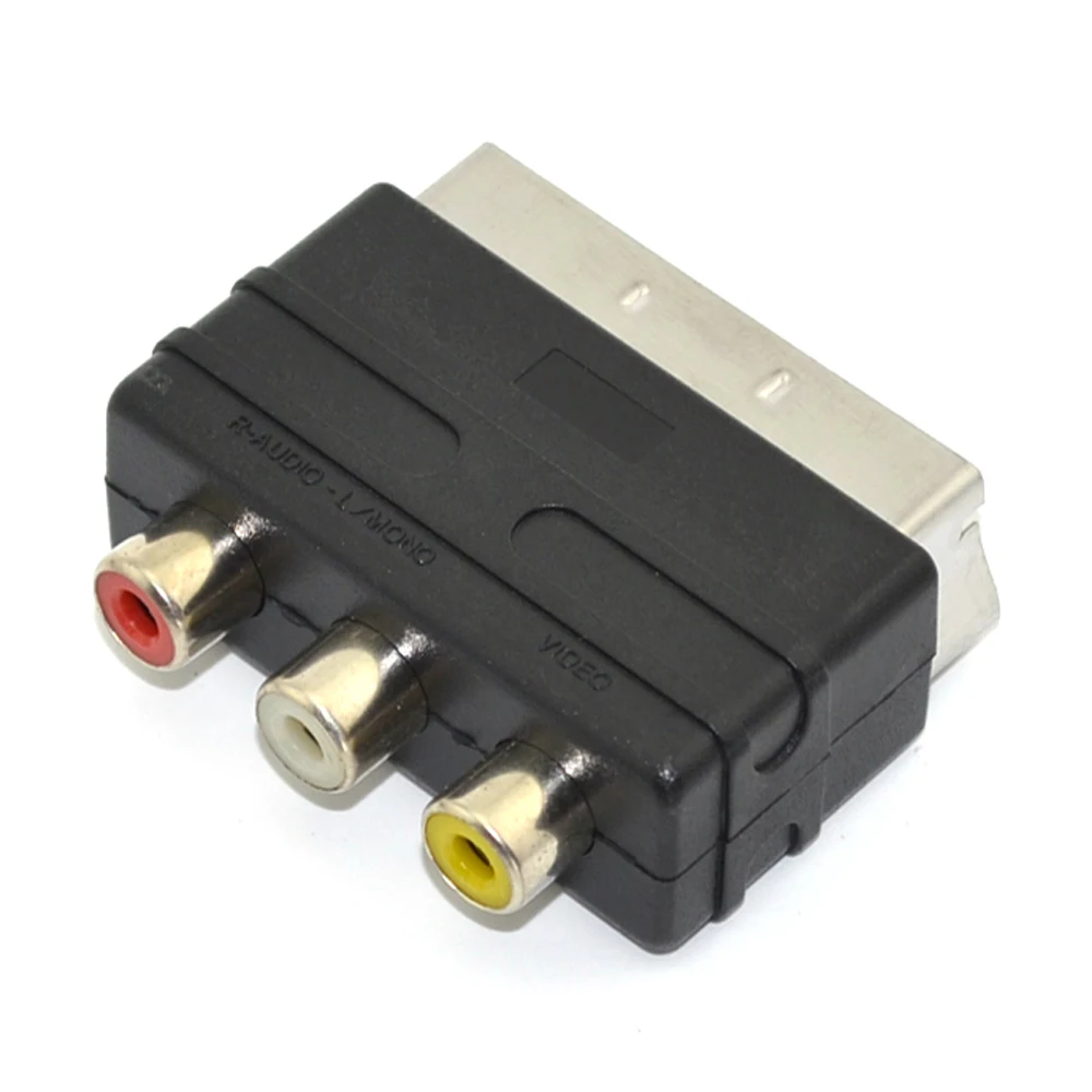 

50PCS For PlayStation 4 for PS4 for Wii TV DVD Cinpel Scart to turn 3RCA universal Adapter AV Cable IN type Converter