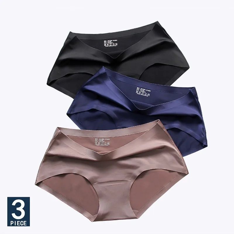 3 шт./лот бесшовные шелковые трусики сексуальное нижнее белье женские прозрачные