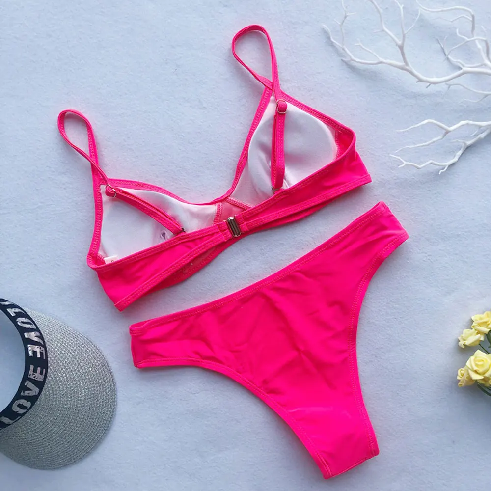 2019 бикини женский купальник сексуальная одежда для плавания Женский Одноцветный