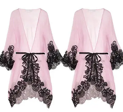 2 шт. женское кружевное кимоно банное платье розового цвета | Тематическая одежда - Фото №1