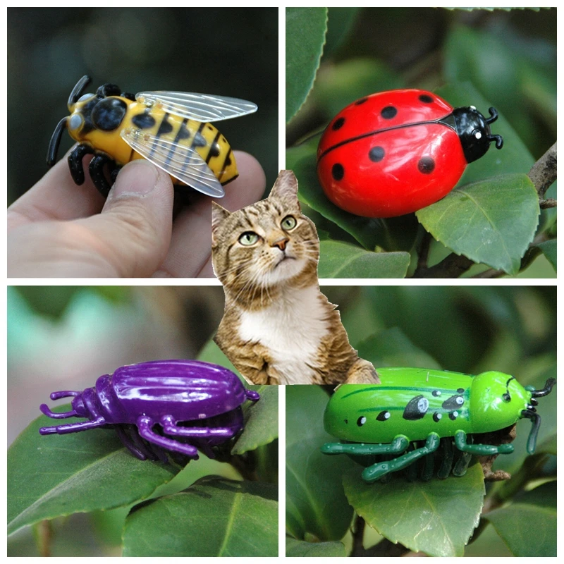 [MPK Cat Toys] битва жуков в 4 вида конструкций, на батарейках мини-игрушки для кошек, божья коровка, божья коровка, ШЕРШЕНЬ, электронный жук