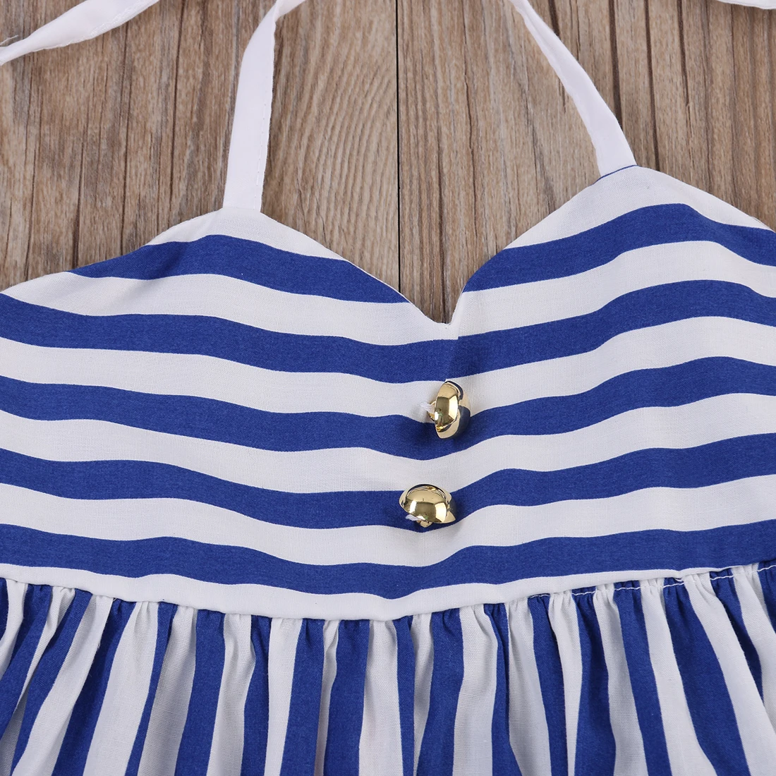 Детское платье в синюю и белую полоску с лямкой на шее|girl blue|kids baby girlkids |
