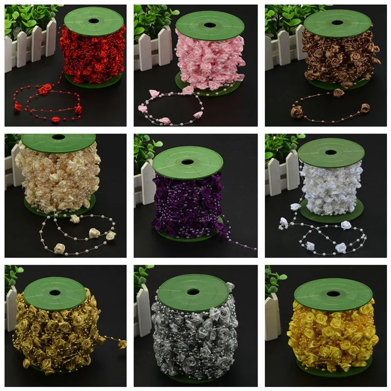 10 м жемчужные бусы цепочка розовые цветы свадебный букет украшения сделай сам