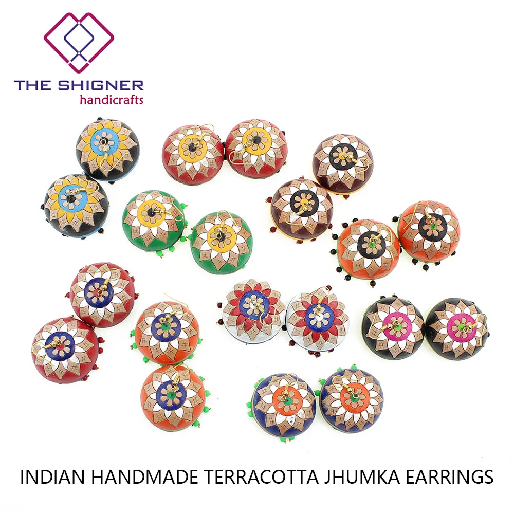 THESHIGNER в этническом стиле терракотовые индийские серьги Jhumka ювелирные изделия